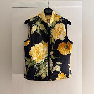 St. John Black Yellow Sport Floral Double Sided Vest Small